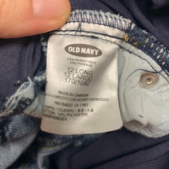 Old Navy Maternity Y2K Dark Wash Flare Full Panel Denim Jeans Size 12 Long - Picture 2 of 5